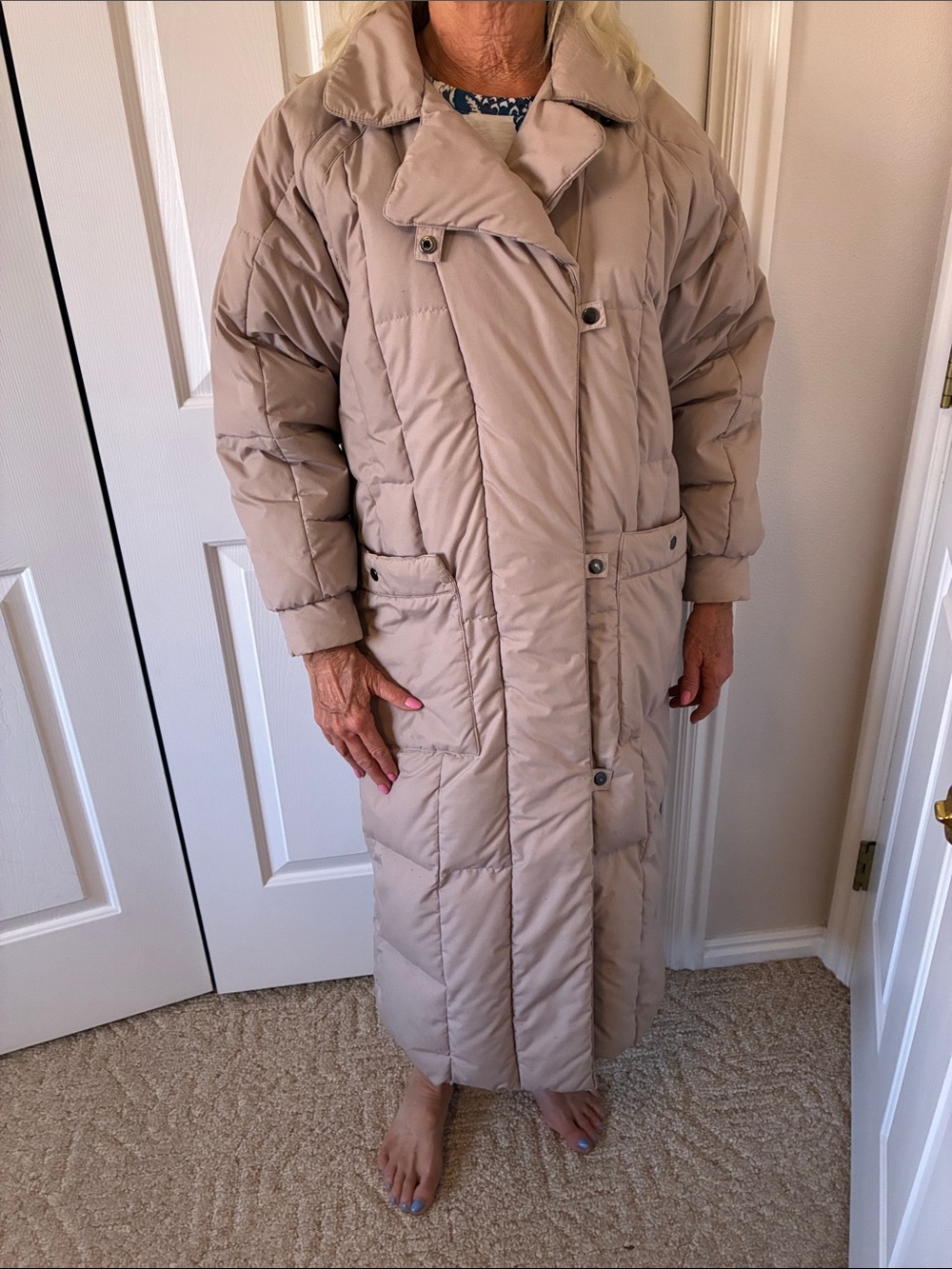 Gallery Tan Puffer Jacket with Pink Accents - Picture 5 of 8